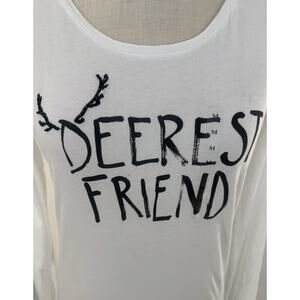 Loft Women’s nwt m white long sleeve t-shirt Deerest Friend Casual Winter Fall